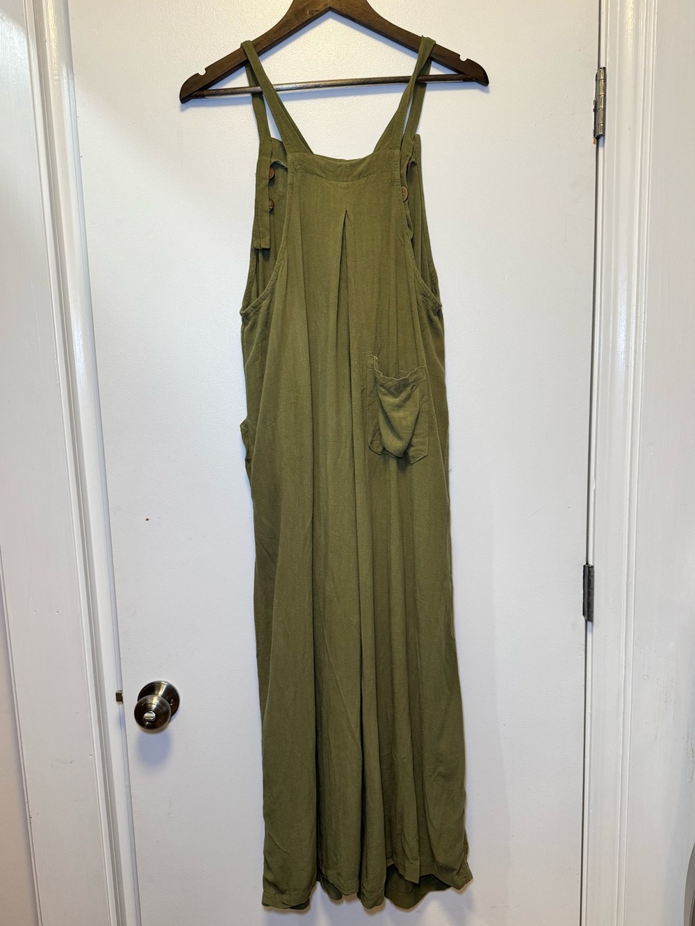 Casual Olive Wide-Leg Jumpsuit with Pockets - Picture 4 of 12